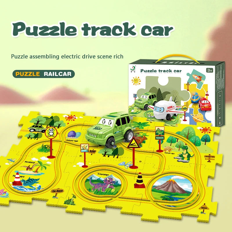 Vzdelávací obvodový puzzle s elektrickými vozidlami