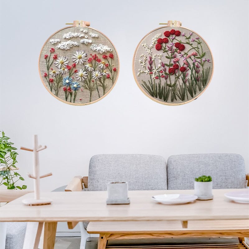 Borduurset met bloemen voor creatieve hobby's