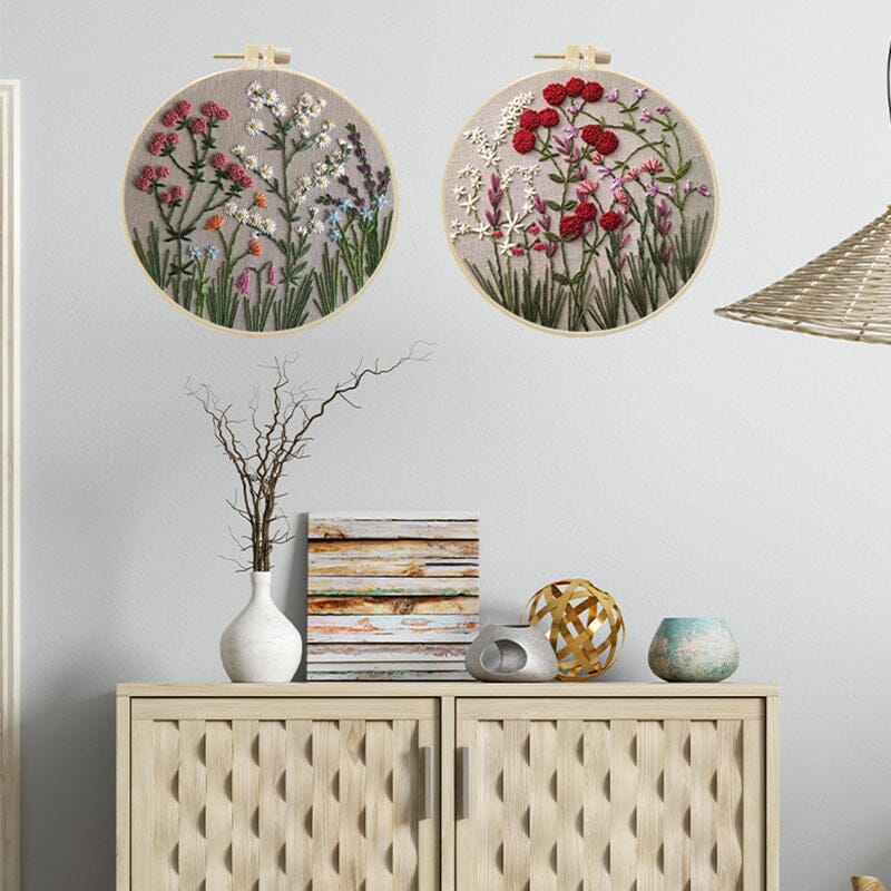 Borduurset met bloemen voor creatieve hobby's