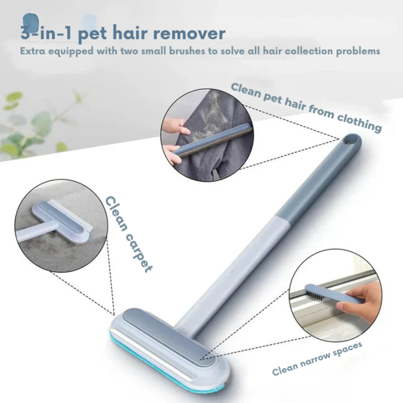 Brosse 3-en-1 anti-poils et multi-surfaces