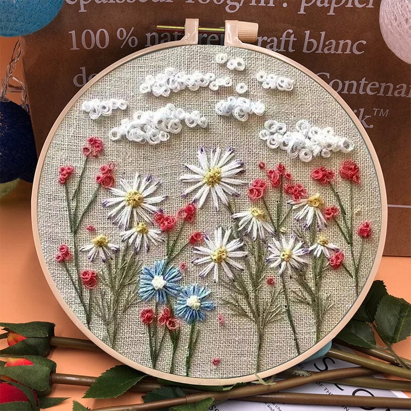 Borduurset met bloemen voor creatieve hobby's