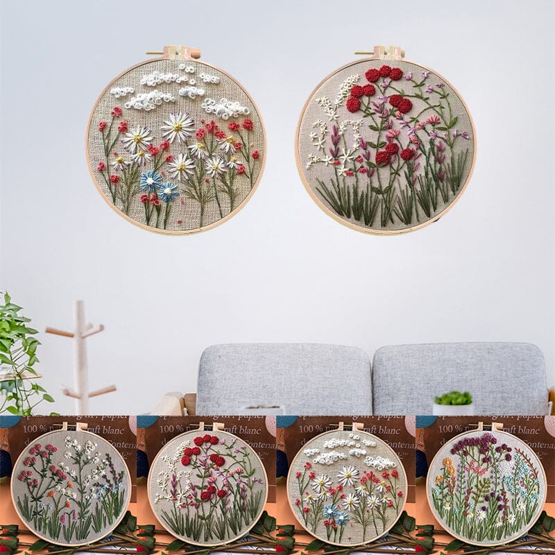 Borduurset met bloemen voor creatieve hobby's