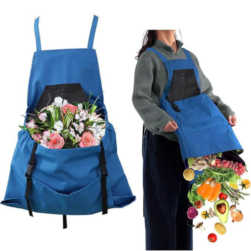Praktisch tuinier schort met grote oogstzak 