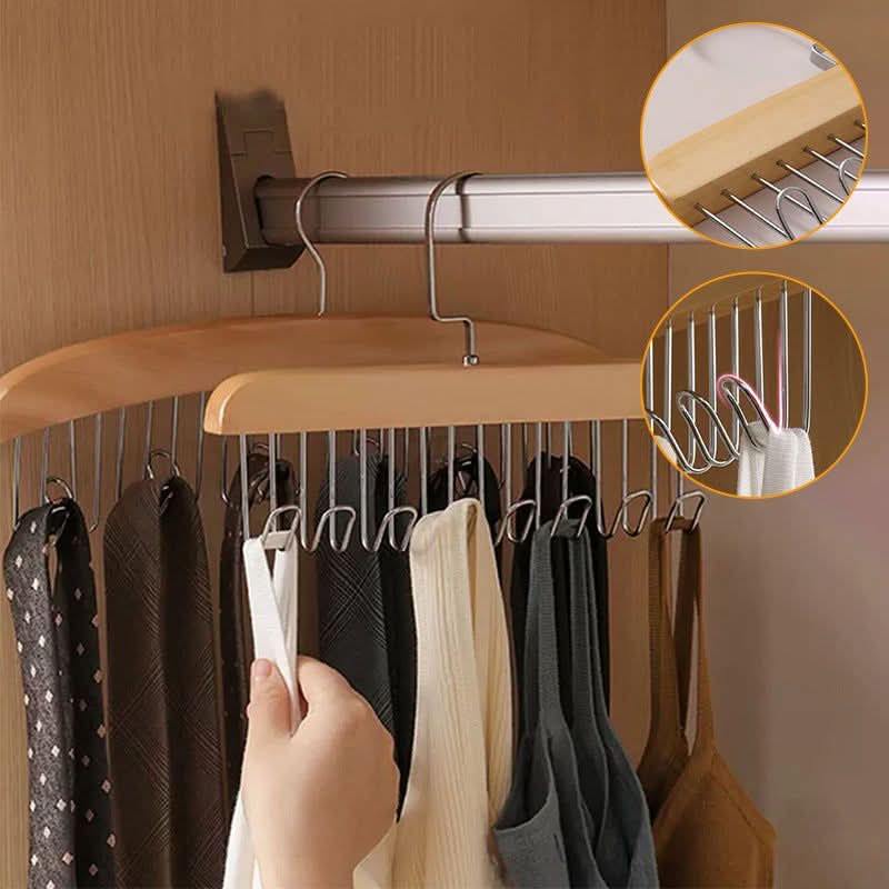Houten multi-haak hanger voor een elegante opslag 