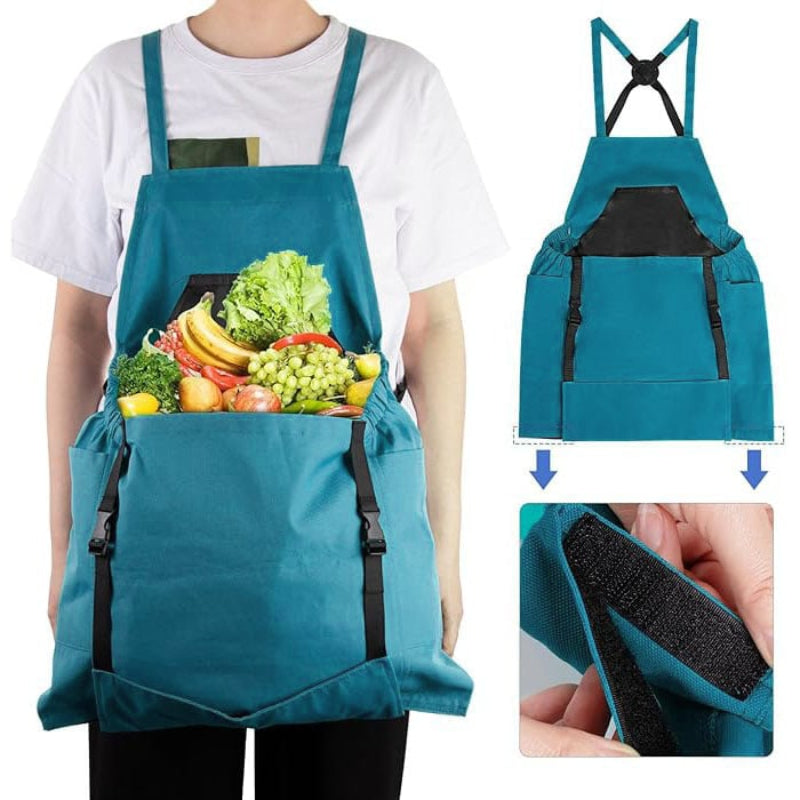 Praktisch tuinier schort met grote oogstzak 