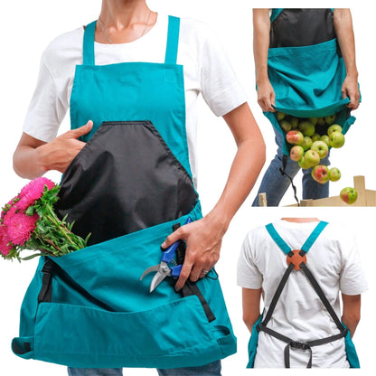 Praktisch tuinier schort met grote oogstzak 
