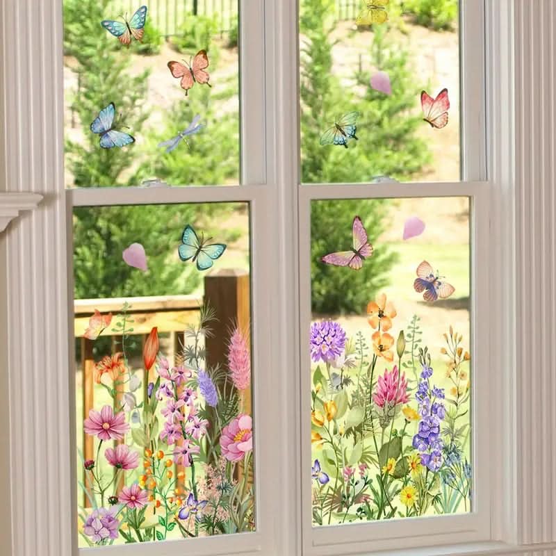 Klistremerker med blomster for vinduer 