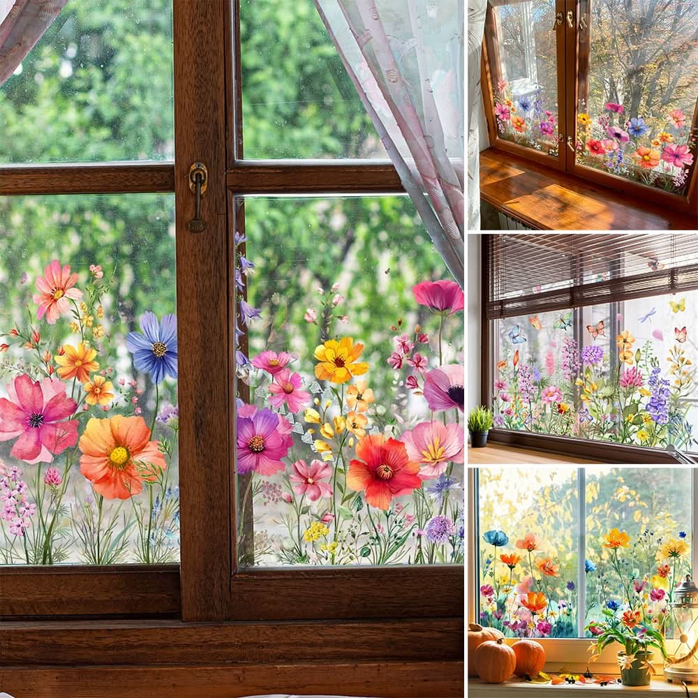 Selbstklebende Blumenaufkleber für Fenster 