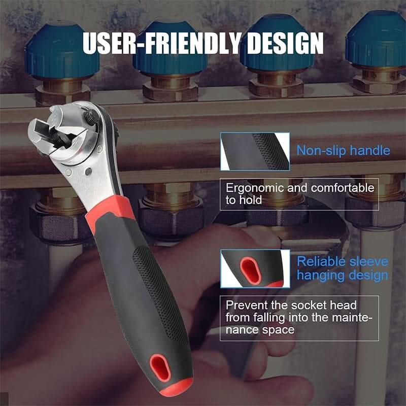 Llave de trinquete ajustable 360° para todos sus tornillos 