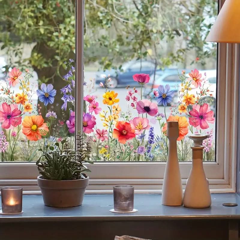 Selbstklebende Blumenaufkleber für Fenster 