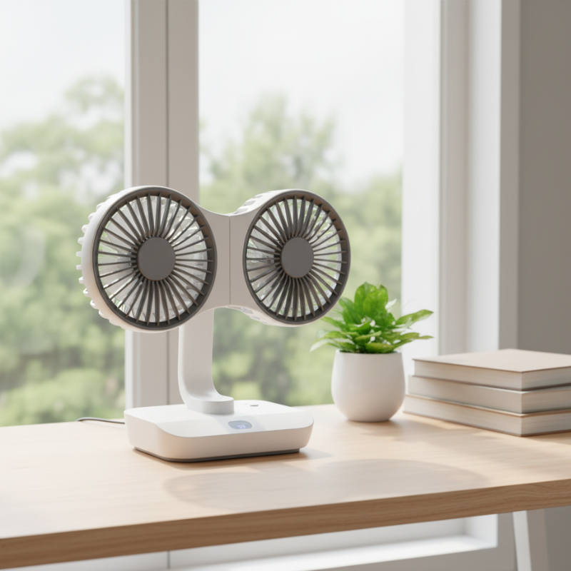 Rechargeable and Adjustable Double-Head Fan 