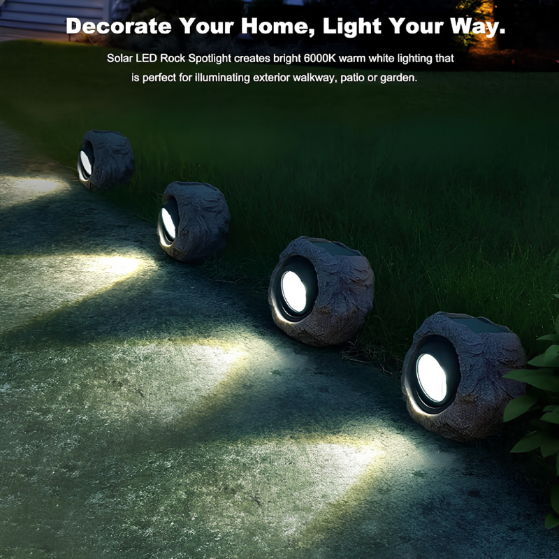 Lampe solaire extérieure – éclairage style pierre naturel