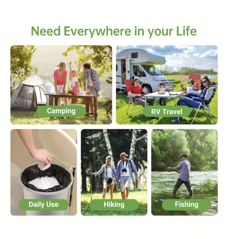 Portable Toilet Refill Kit — 20 Bags + 30 Absorbent Gels 