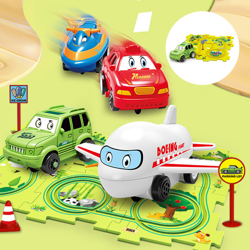 Circuit-puzzle éducatif avec véhicules électriques