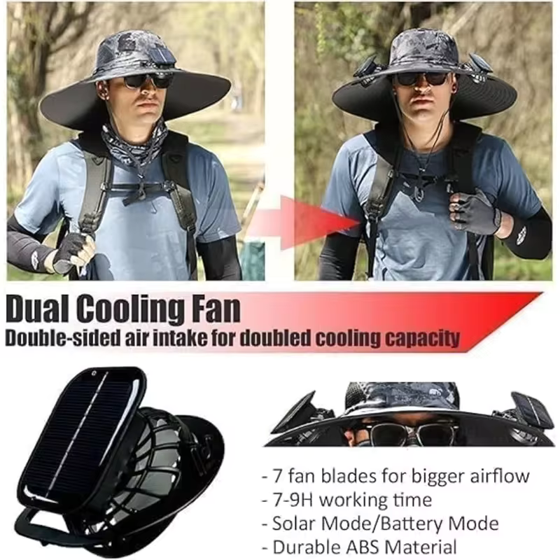 Klobouk s integrovaným solárním ventilátorem 