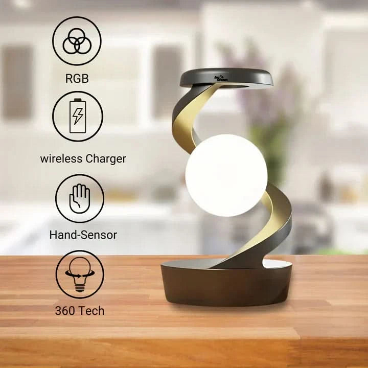 Design LED-lampe med integrert trådløs lader 