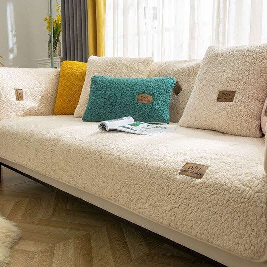 Funda de Sofá Ultra Suave de Cachemira de Cordero – Efecto Peluche y Antideslizante 