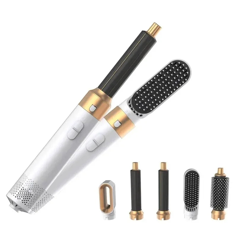 Style, straighten, and dry with a single 5-in-1 device 