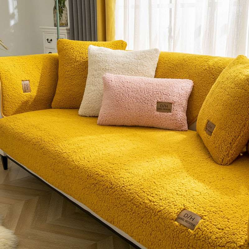 Funda de Sofá Ultra Suave de Cachemira de Cordero – Efecto Peluche y Antideslizante 