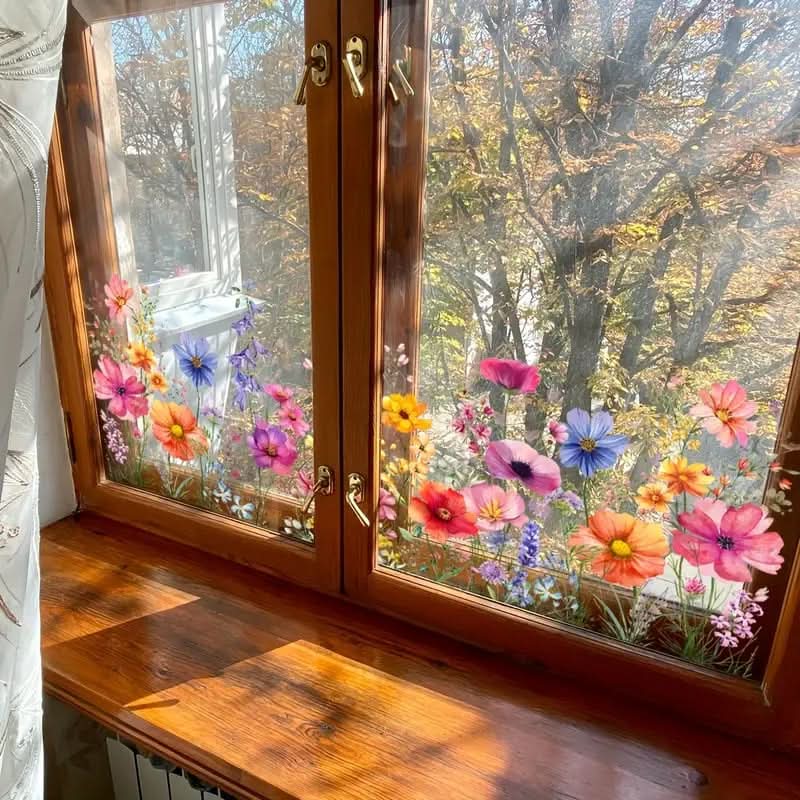 Selbstklebende Blumenaufkleber für Fenster 