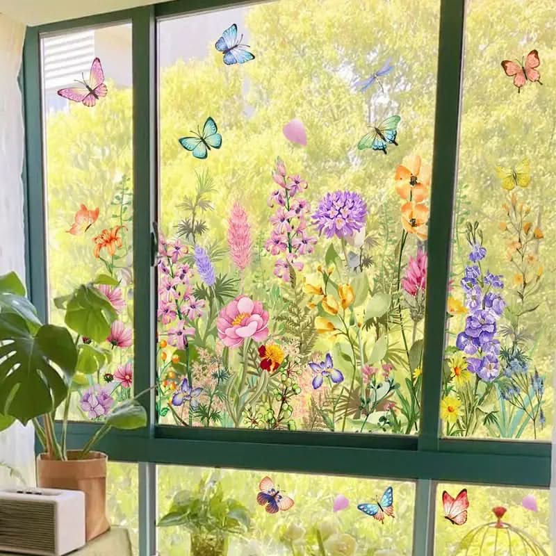 Klistremerker med blomster for vinduer 