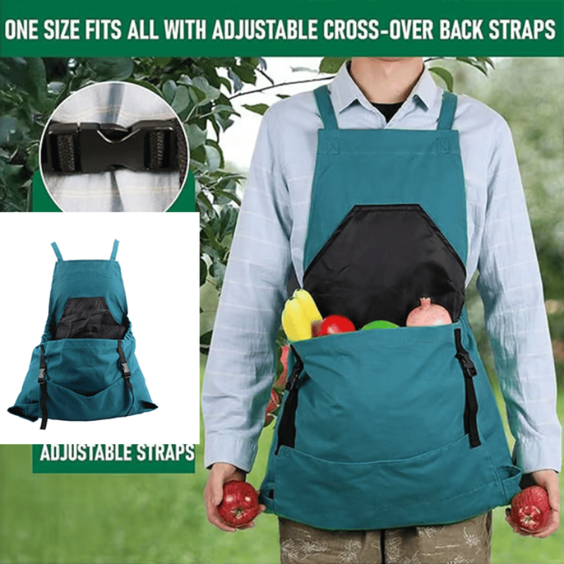 Praktisch tuinier schort met grote oogstzak 
