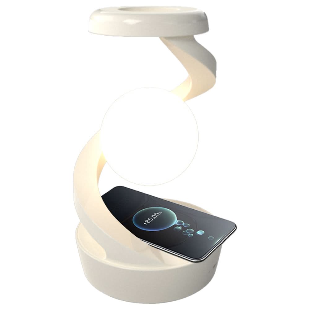 Design LED-lampe med integrert trådløs lader 