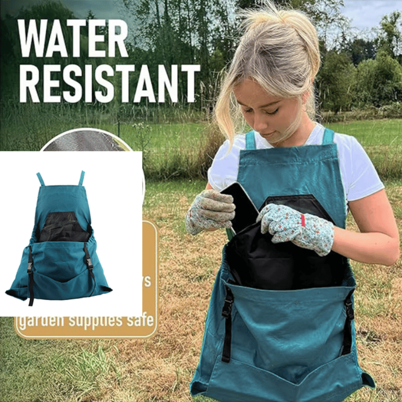 Praktisch tuinier schort met grote oogstzak 