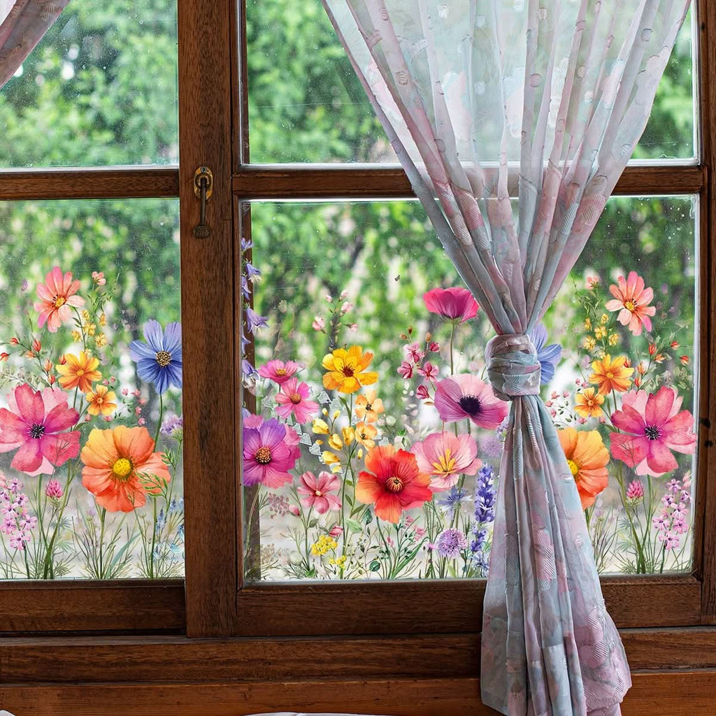 Selbstklebende Blumenaufkleber für Fenster 