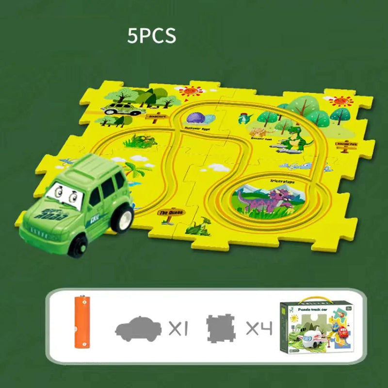 Circuit-puzzle éducatif avec véhicules électriques