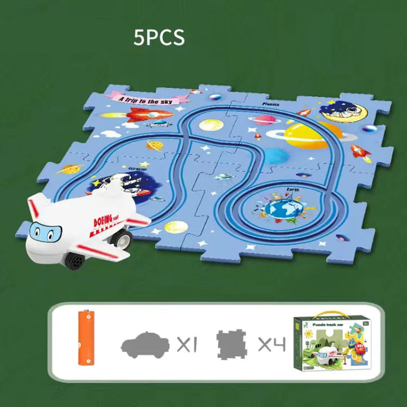 Circuit-puzzle éducatif avec véhicules électriques